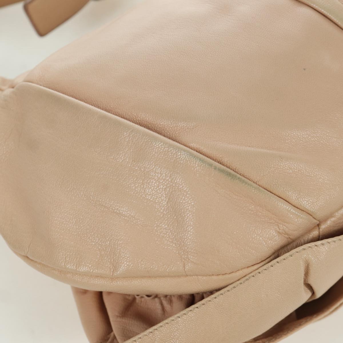 SAINT LAURENT Shoulder Bag Leather Beige Gold Auth 172811V