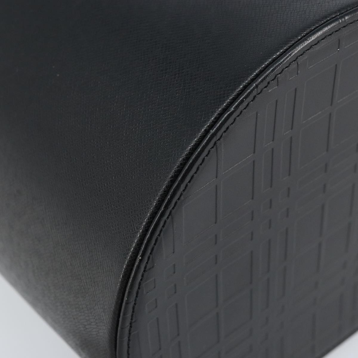 BURBERRY Vanity Hand Bag Leather Black Silver Auth 172815