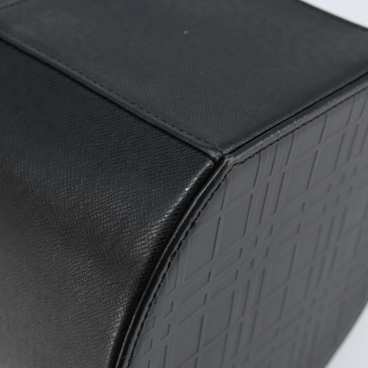 BURBERRY Vanity Hand Bag Leather Black Silver Auth 172815
