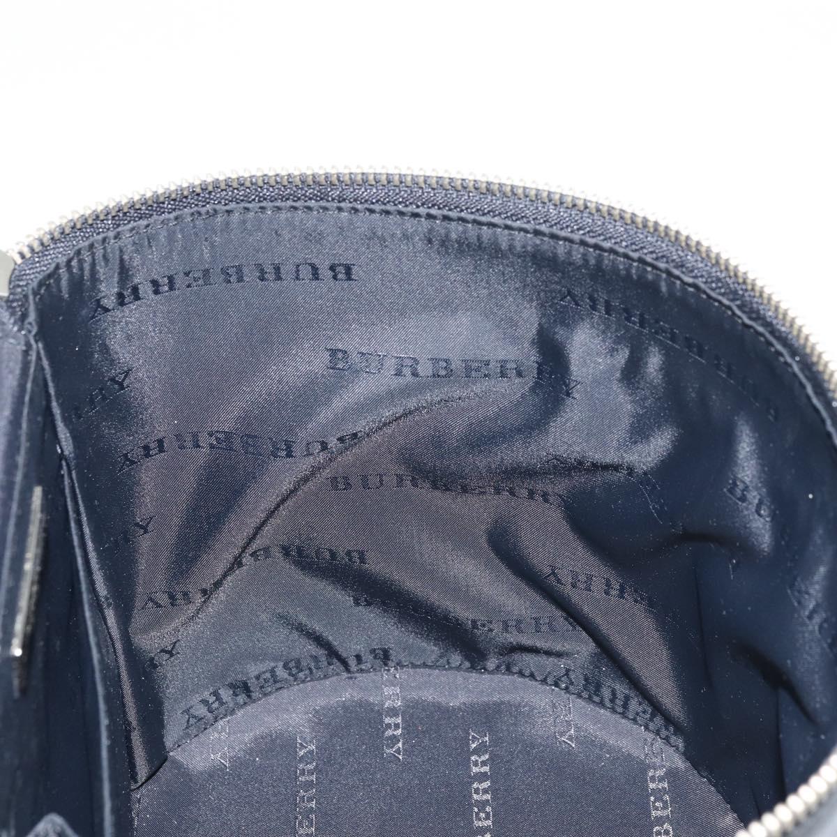 BURBERRY Vanity Hand Bag Leather Black Silver Auth 172815