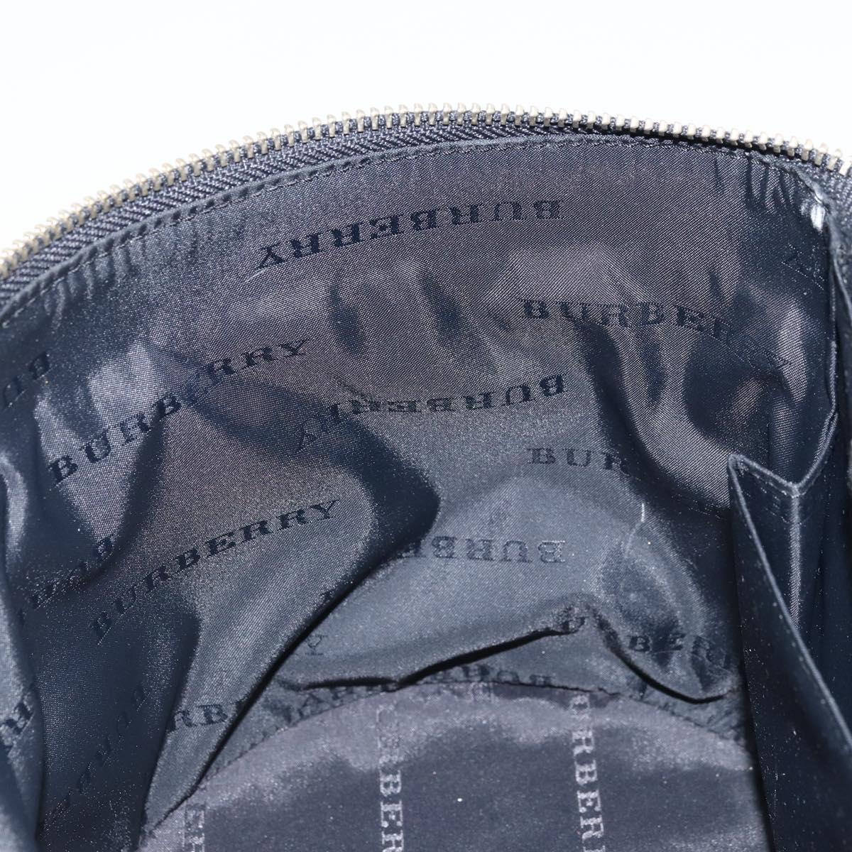BURBERRY Vanity Hand Bag Leather Black Silver Auth 172815