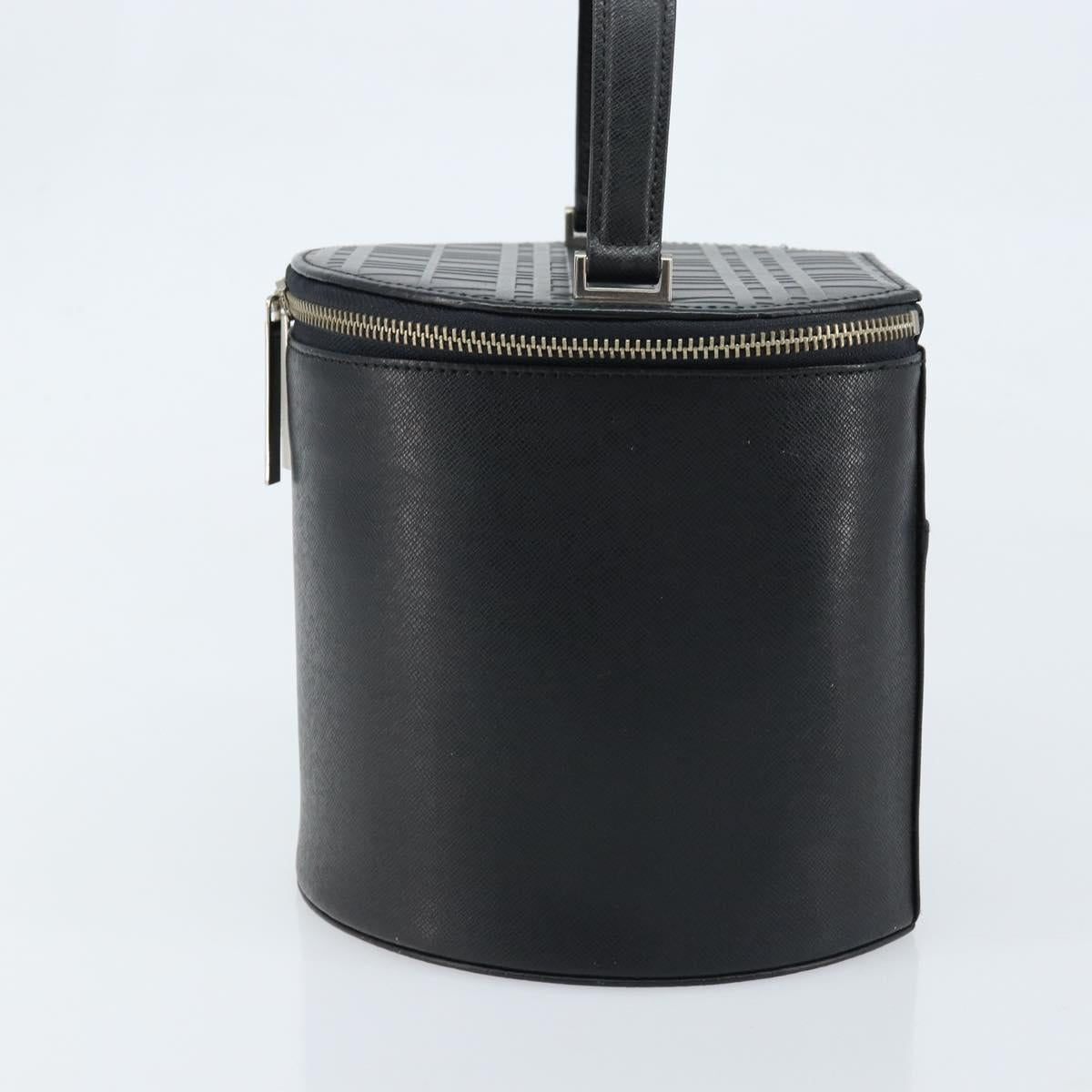 BURBERRY Vanity Hand Bag Leather Black Silver Auth 172815