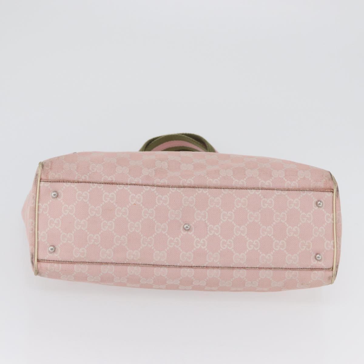 GUCCI GG Canvas Sherry Line Tote Bag Pink Silver 145758 Auth 172816