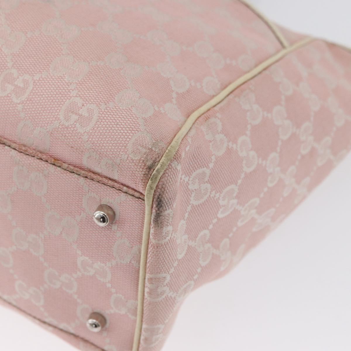 GUCCI GG Canvas Sherry Line Tote Bag Pink Silver 145758 Auth 172816