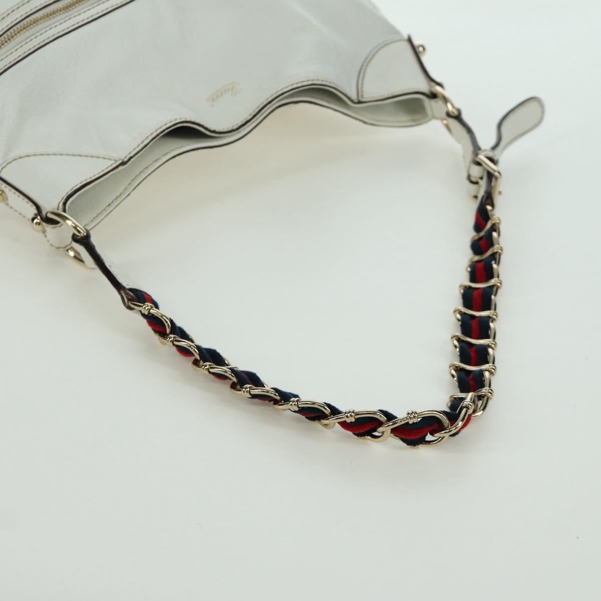 GUCCI Sherry Line Shoulder Bag Leather White Gold 154392 Auth 172832V