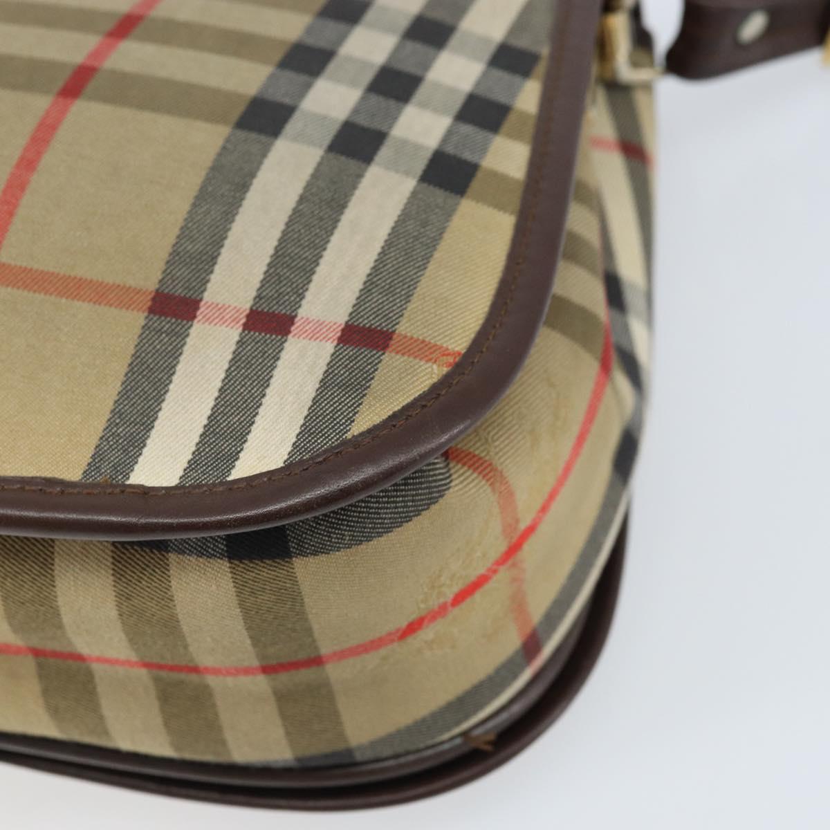 Burberrys Nova Check Shoulder Bag Canvas Beige Gold Auth 172836