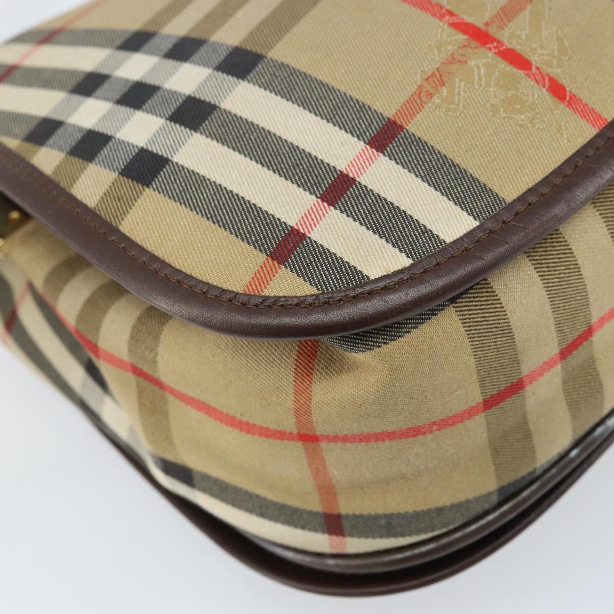 Burberrys Nova Check Shoulder Bag Canvas Beige Gold Auth 172836