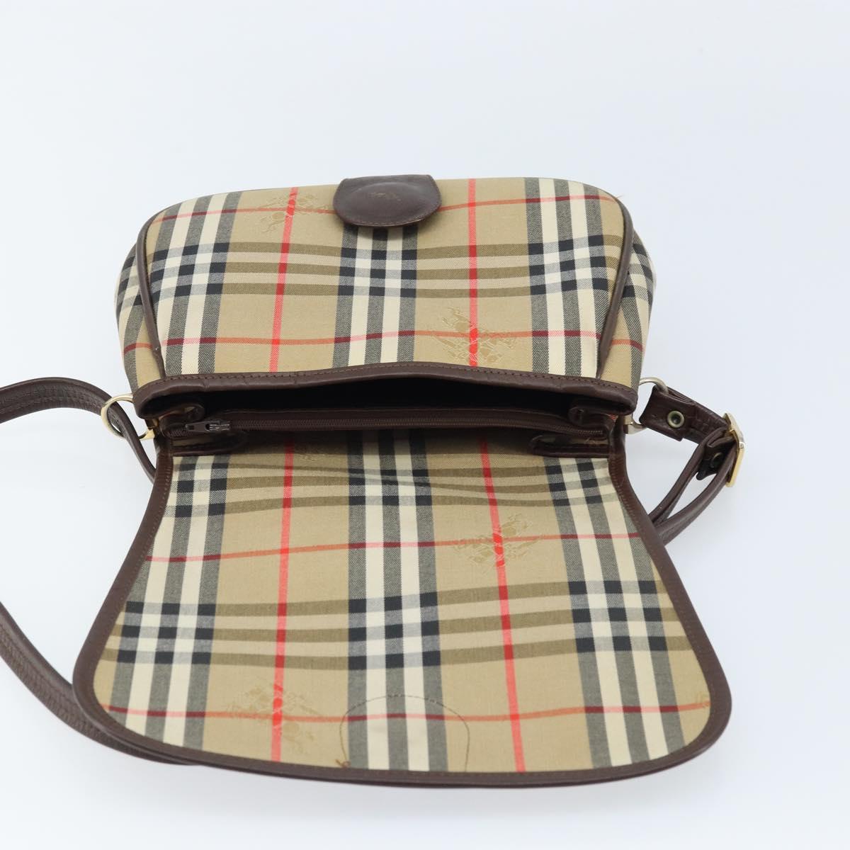 Burberrys Nova Check Shoulder Bag Canvas Beige Gold Auth 172836