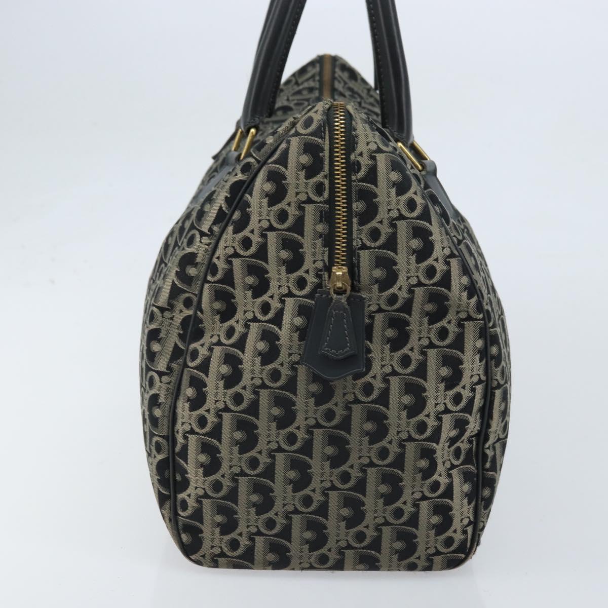 Christian Dior Trotter Canvas Boston Bag Nylon Black Gold Auth 172840