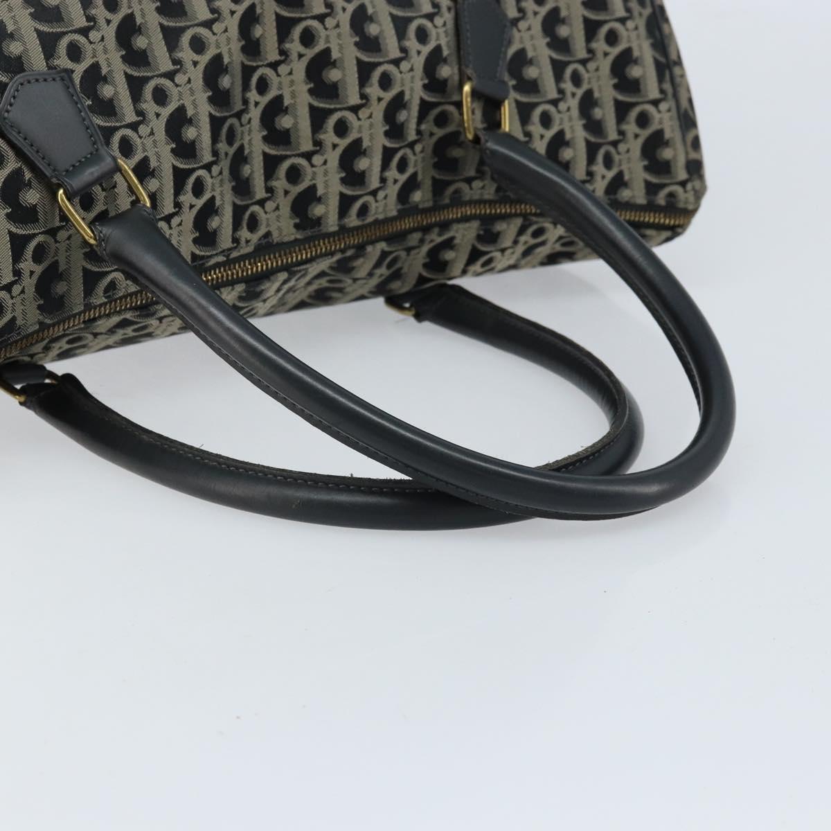 Christian Dior Trotter Canvas Boston Bag Nylon Black Gold Auth 172840