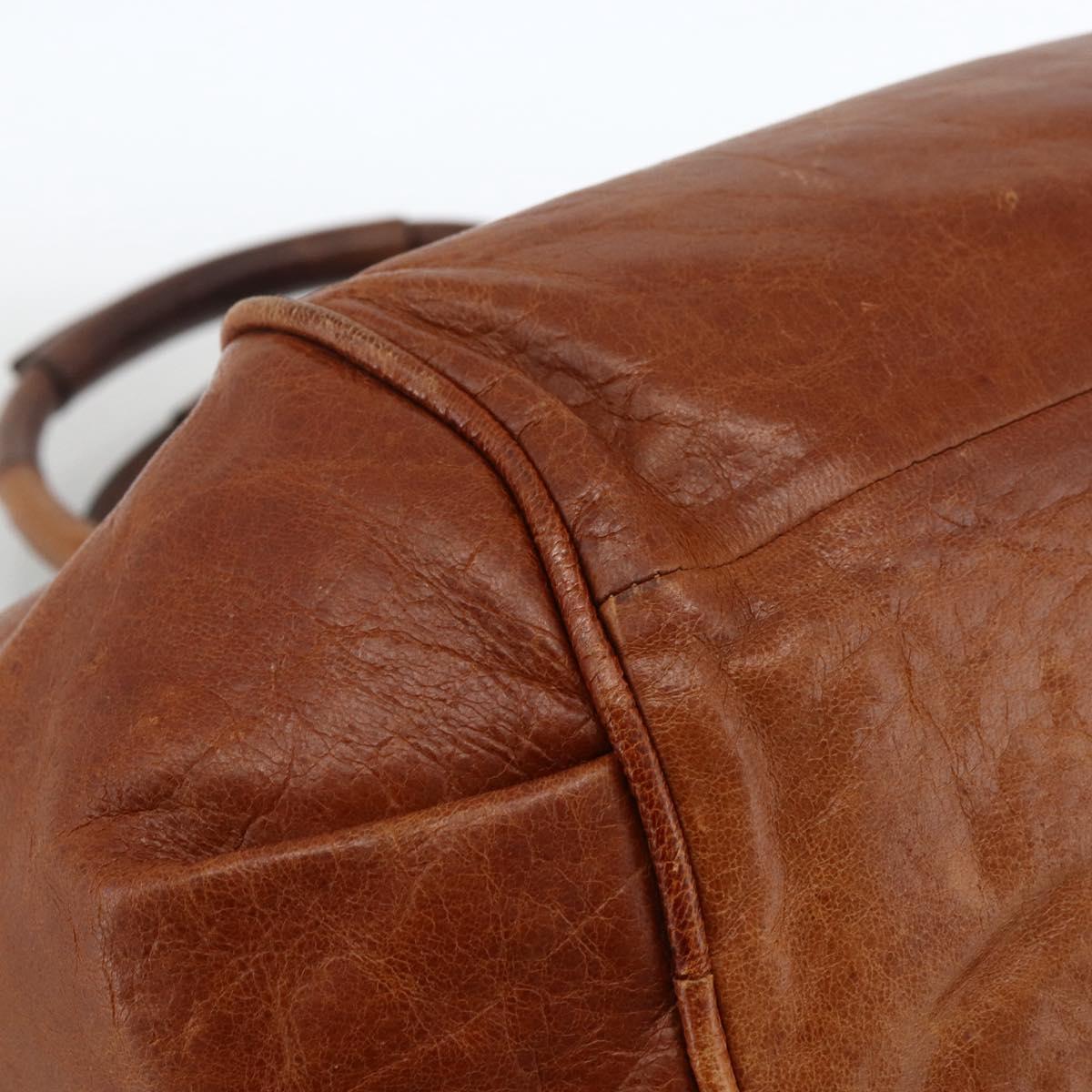 Chloe Etel Hand Bag Leather Brown Gold Auth 172853