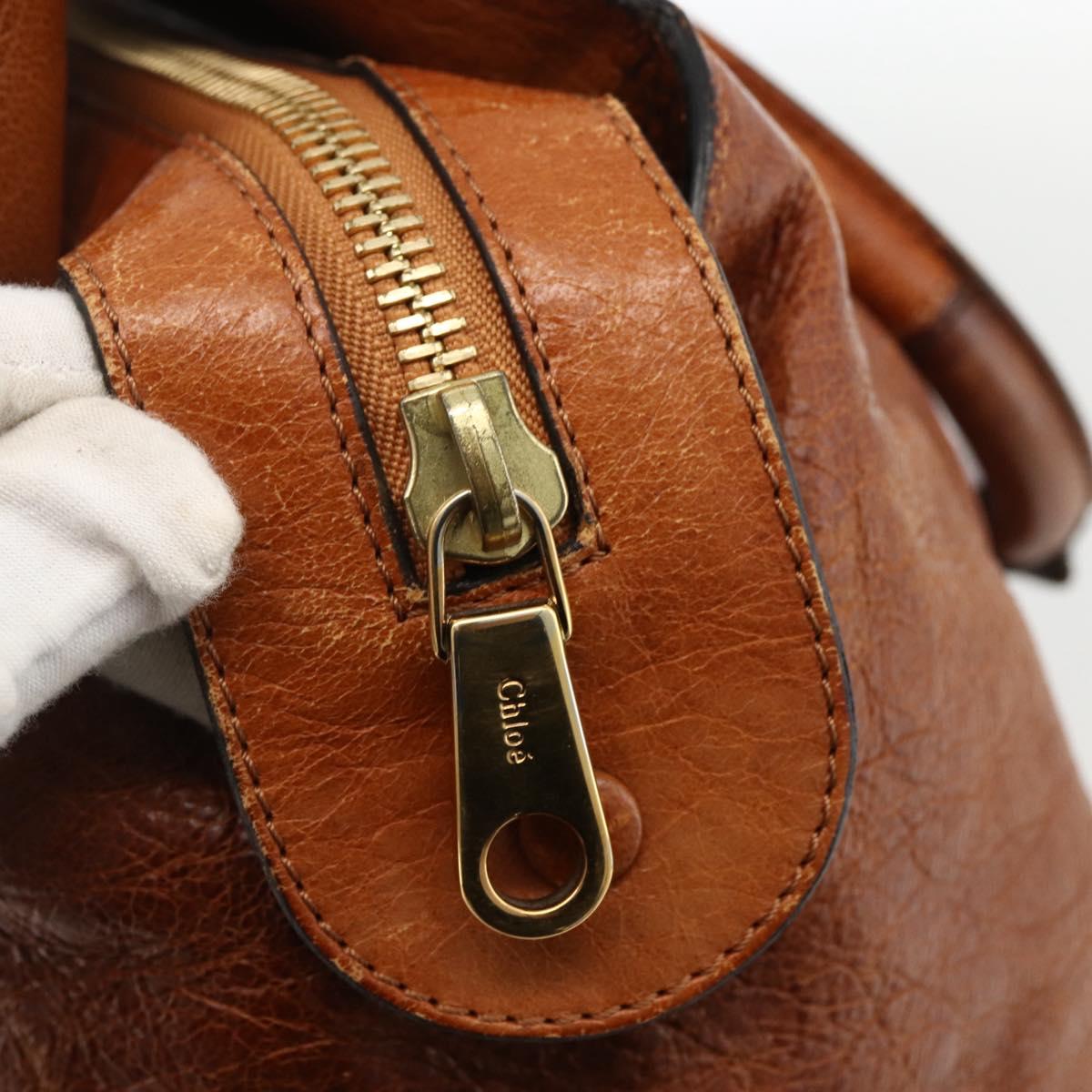 Chloe Etel Hand Bag Leather Brown Gold Auth 172853