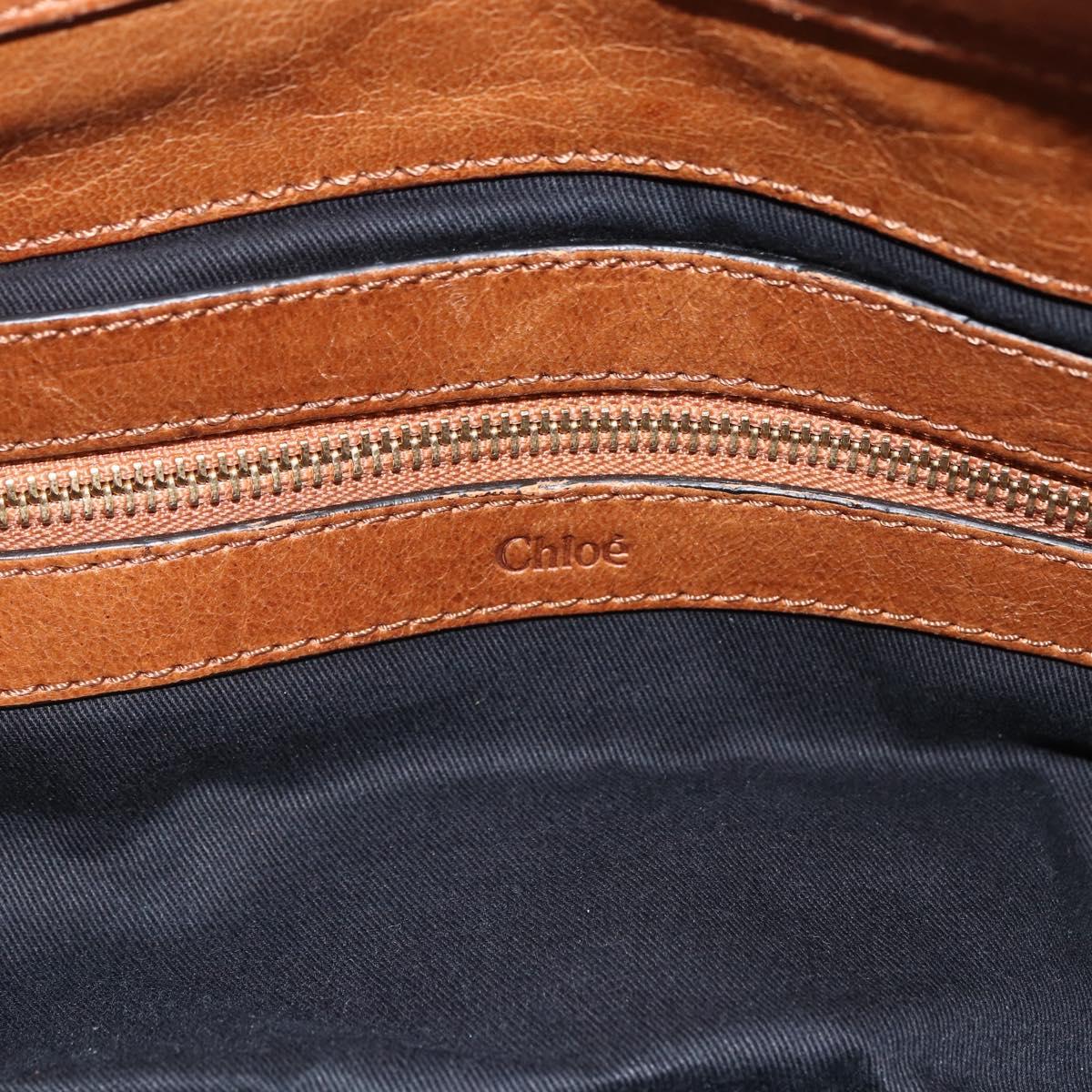 Chloe Etel Hand Bag Leather Brown Gold Auth 172853