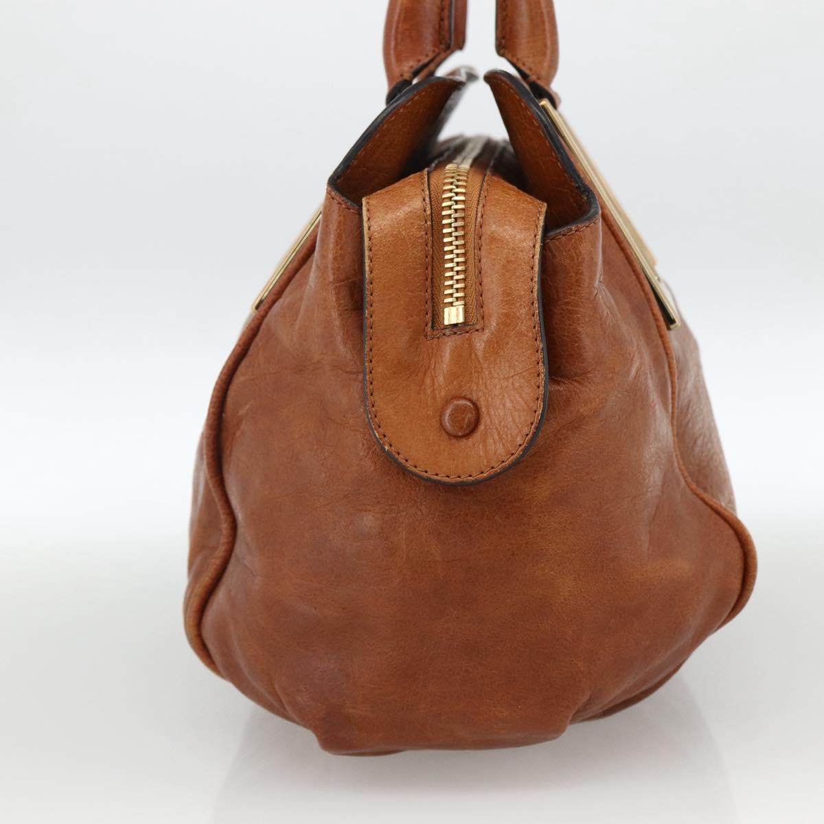 Chloe Etel Hand Bag Leather Brown Gold Auth 172853