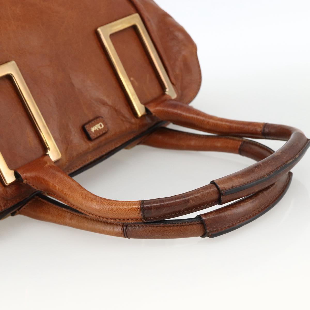 Chloe Etel Hand Bag Leather Brown Gold Auth 172853