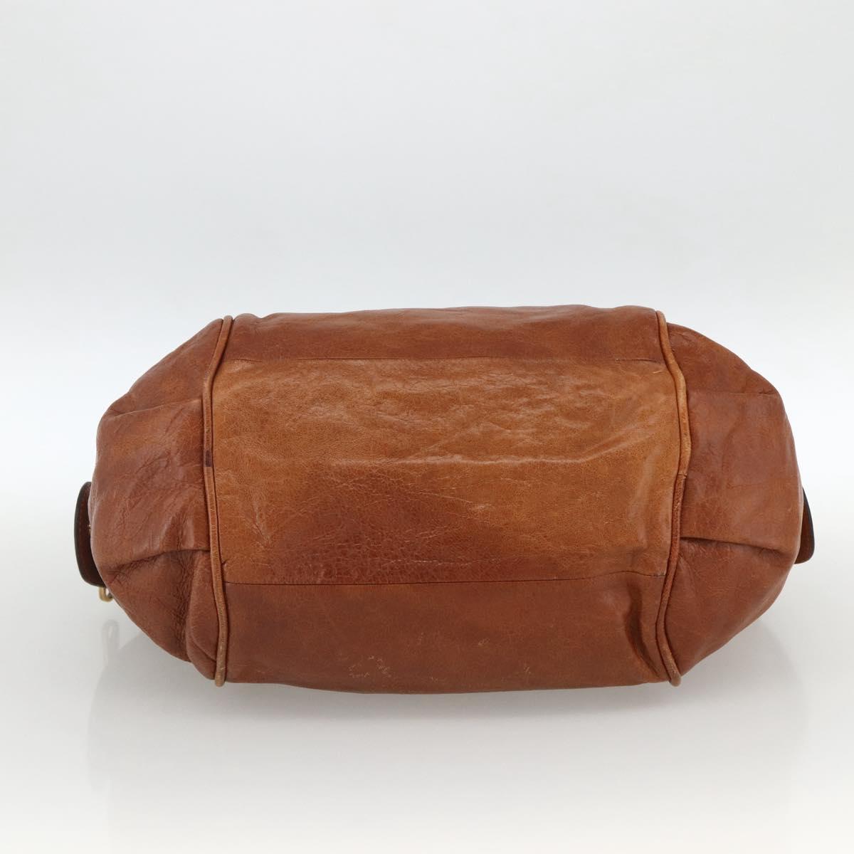 Chloe Etel Hand Bag Leather Brown Gold Auth 172853