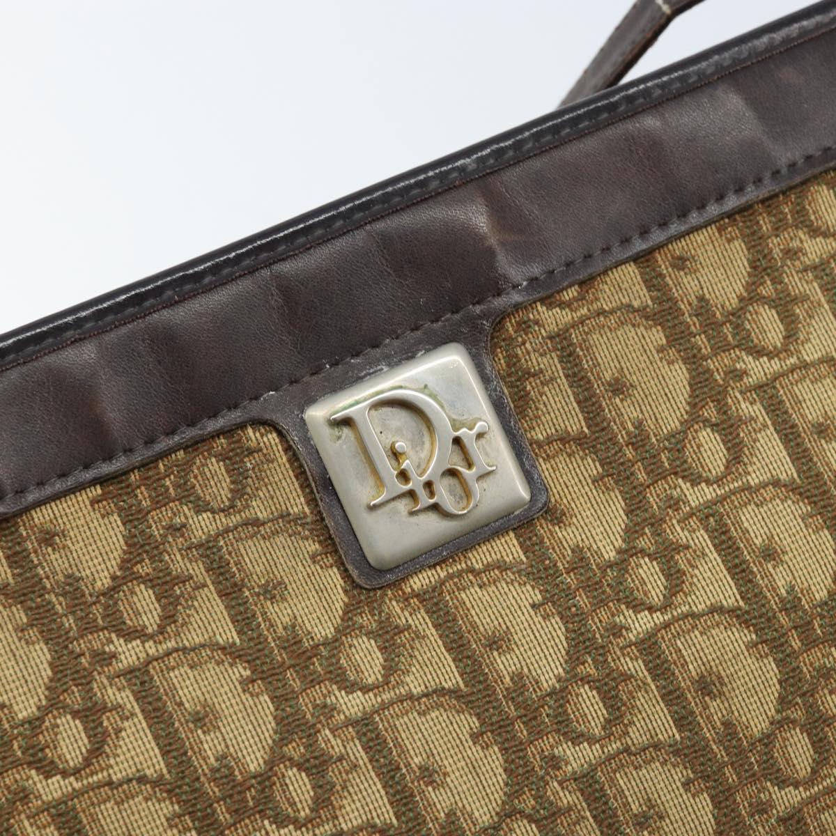 Christian Dior Trotter Canvas Shoulder Bag Brown Gold Auth 172857