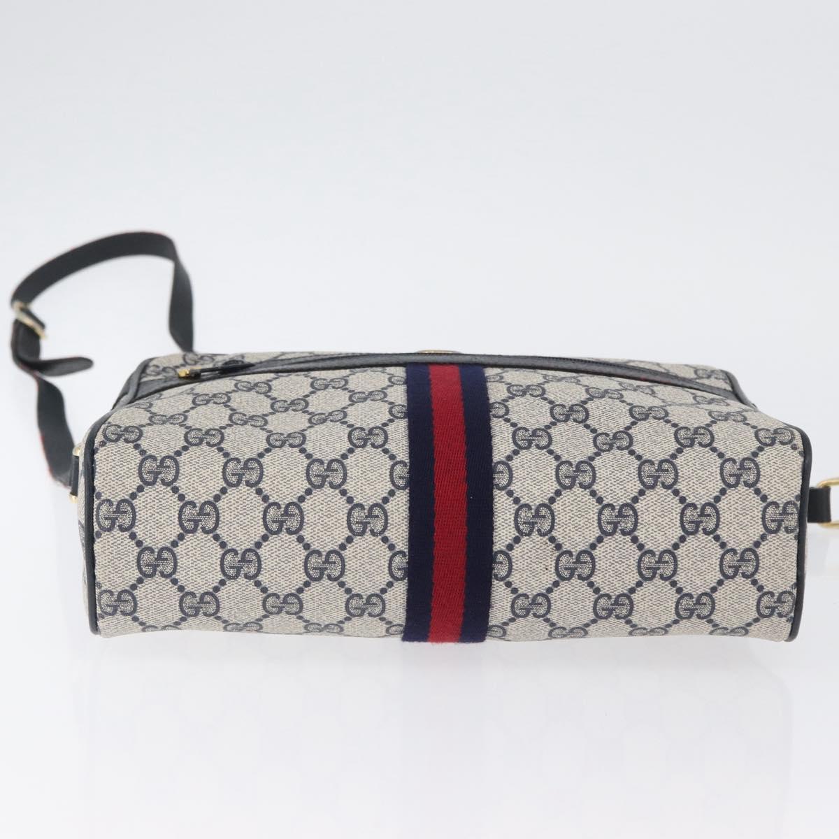 GUCCI GG Supreme Sherry Line Shoulder Bag PVC Navy Gold 001 4071 5 Auth 172858