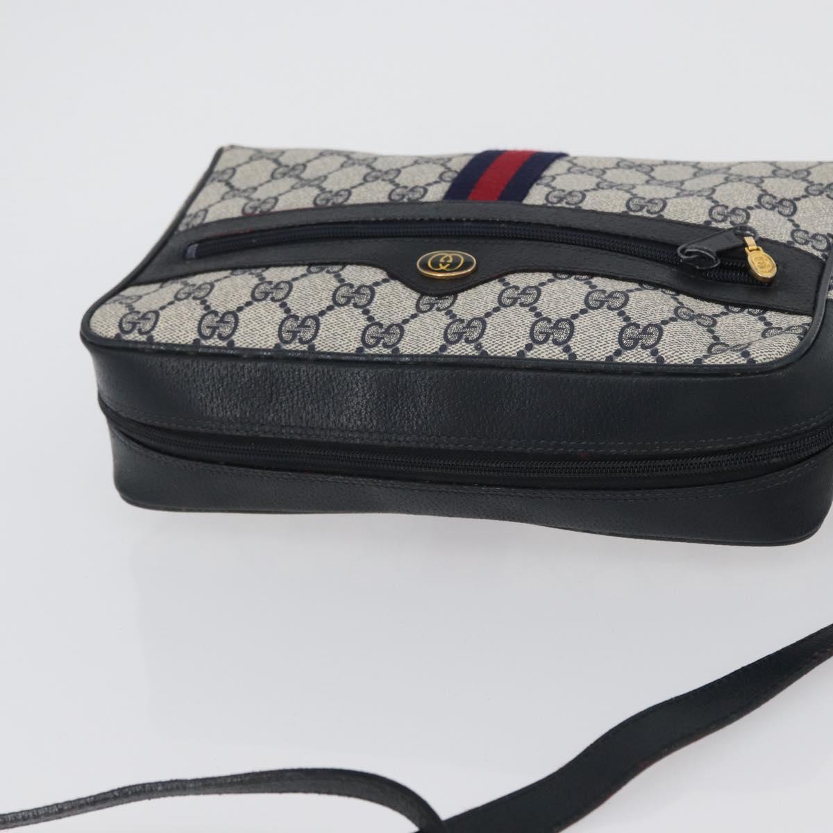 GUCCI GG Supreme Sherry Line Shoulder Bag PVC Navy Gold 001 4071 5 Auth 172858