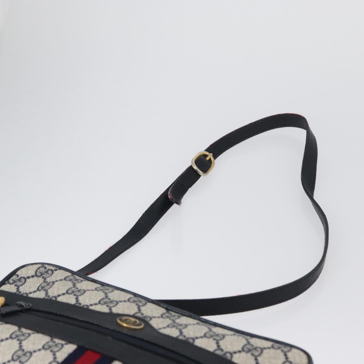 GUCCI GG Supreme Sherry Line Shoulder Bag PVC Navy Gold 001 4071 5 Auth 172858
