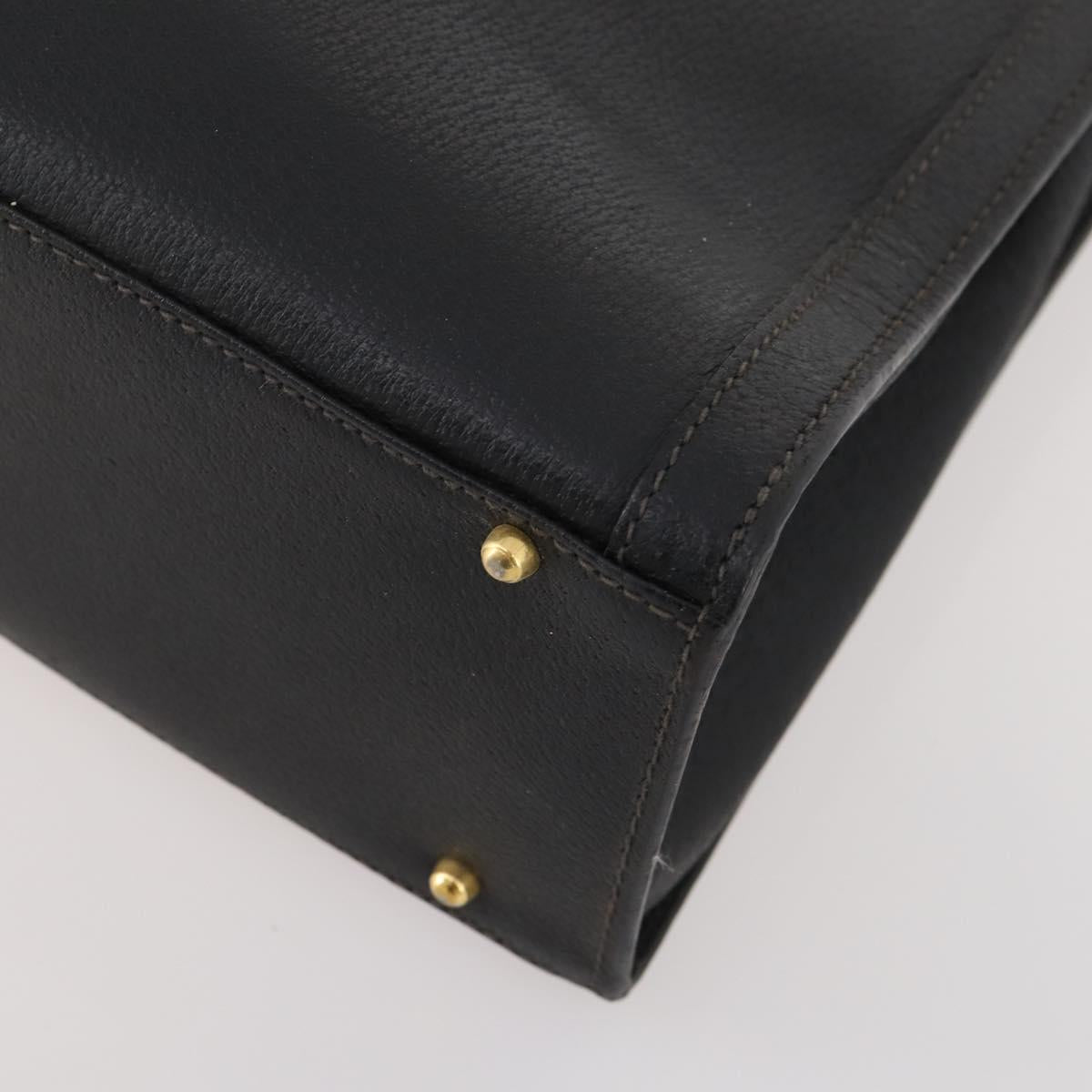 GUCCI Bamboo Hand Bag Leather Black Gold 002 123 0260 Auth 172866