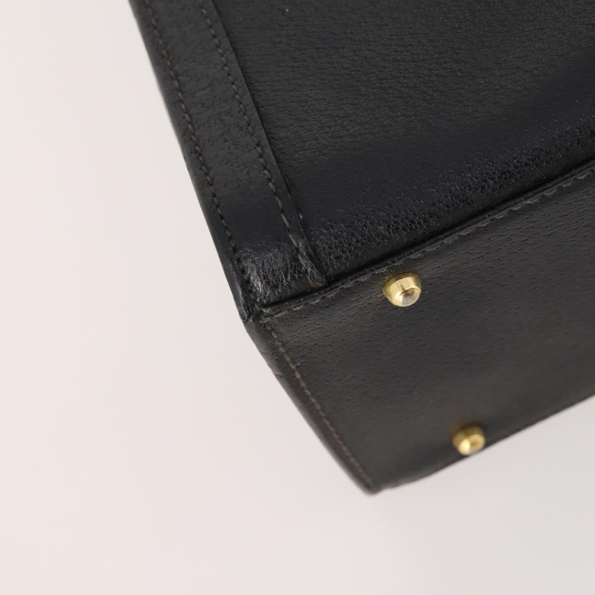GUCCI Bamboo Hand Bag Leather Black Gold 002 123 0260 Auth 172866