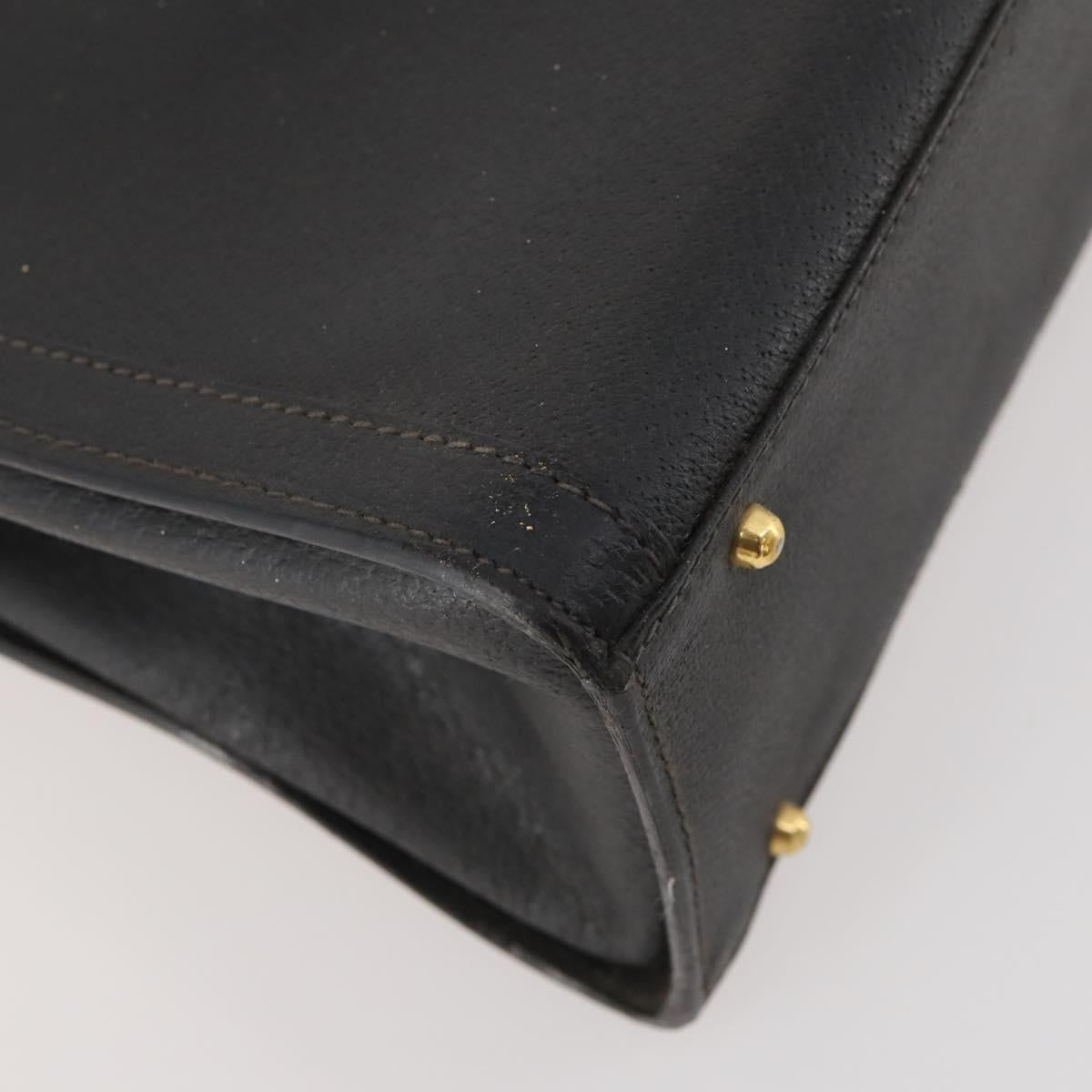 GUCCI Bamboo Hand Bag Leather Black Gold 002 123 0260 Auth 172866