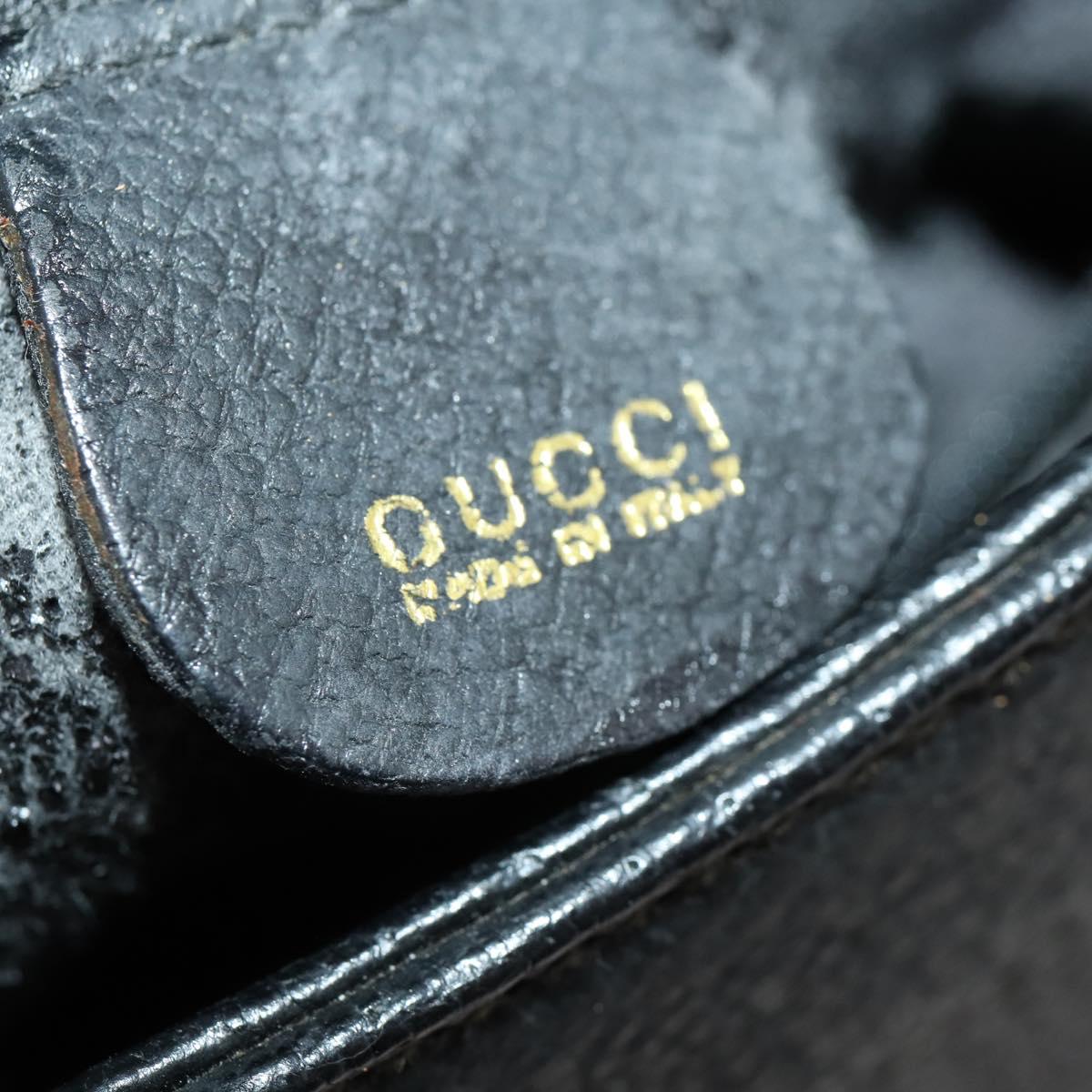 GUCCI Bamboo Hand Bag Leather Black Gold 002 123 0260 Auth 172866