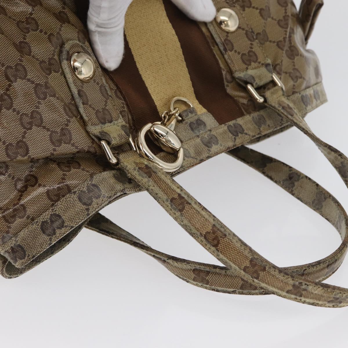 GUCCI GG Crystal Tote Bag Coated Canvas Beige Gold 211921 Auth 172867