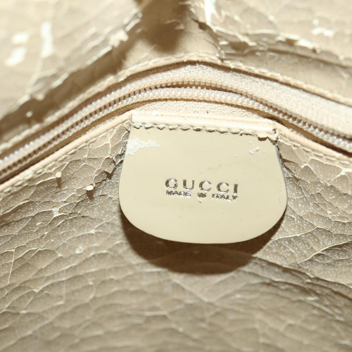 GUCCI Shoulder Bag Patent leather Beige Silver 001 2214 1703 Auth 172870