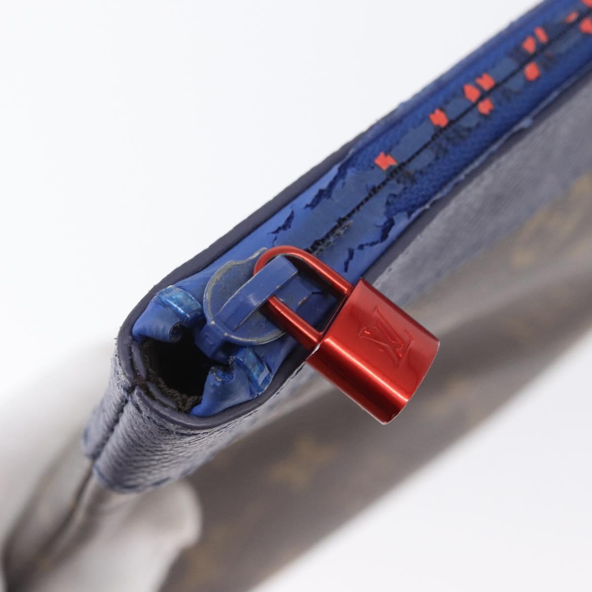 LOUIS VUITTON Monogram Pochette Apollo Clutch Bag Blue M63048 LV Auth 172871