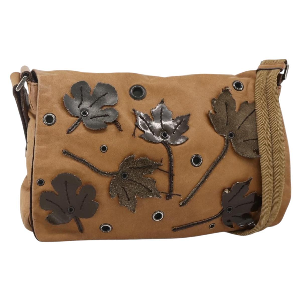 PRADA Shoulder Bag Leather Brown Auth 172872