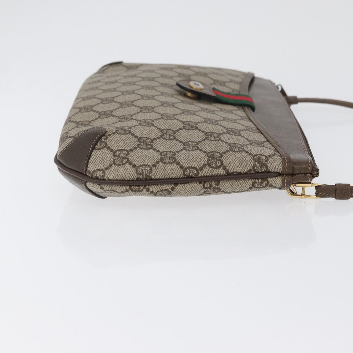 GUCCI GG Supreme Web Sherry Line Shoulder Bag PVC Beige 904 02 026 Auth 172873
