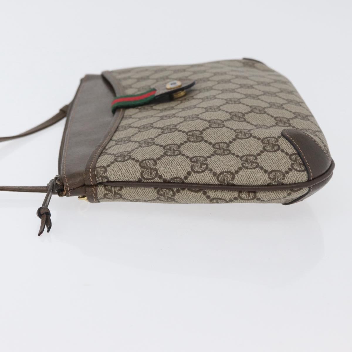 GUCCI GG Supreme Web Sherry Line Shoulder Bag PVC Beige 904 02 026 Auth 172873