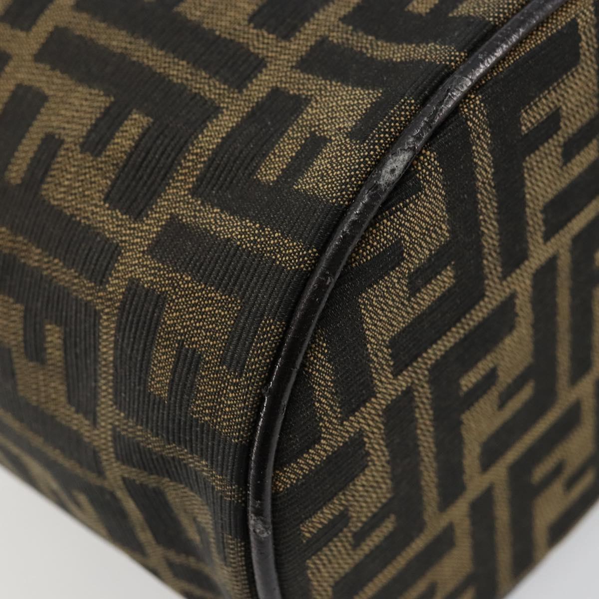 FENDI Zucca Canvas Vanity Hand Bag Black Brown Auth 172874