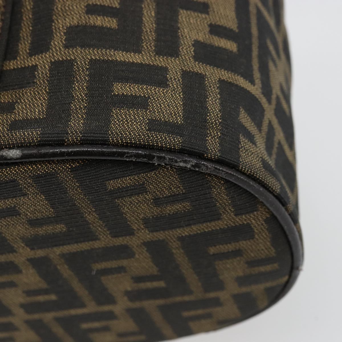 FENDI Zucca Canvas Vanity Hand Bag Black Brown Auth 172874
