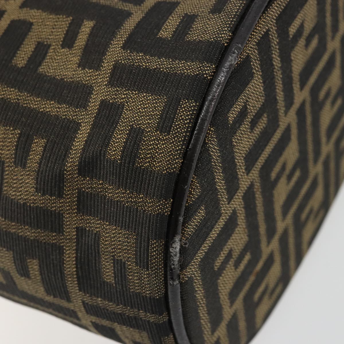 FENDI Zucca Canvas Vanity Hand Bag Black Brown Auth 172874