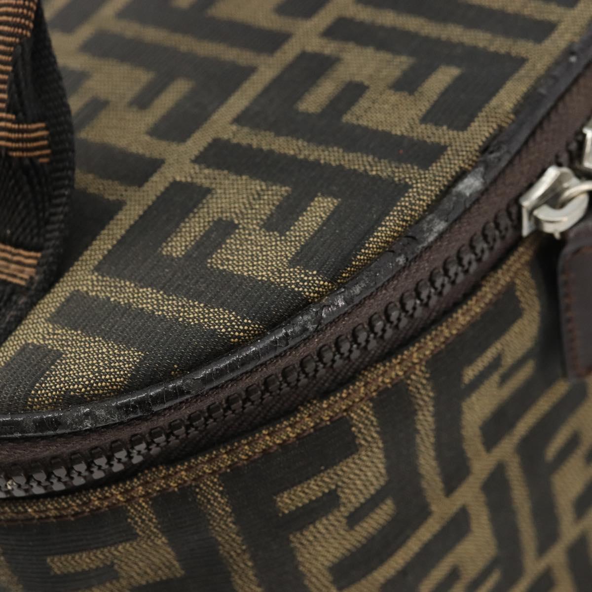FENDI Zucca Canvas Vanity Hand Bag Black Brown Auth 172874