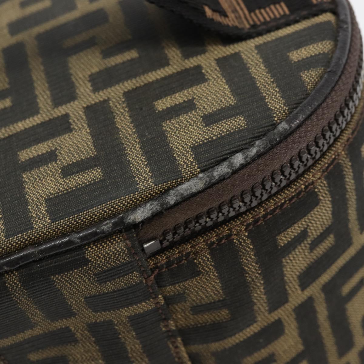 FENDI Zucca Canvas Vanity Hand Bag Black Brown Auth 172874