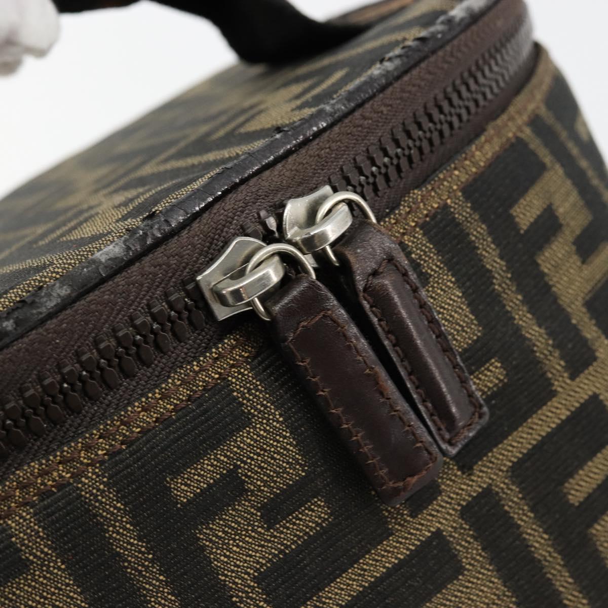 FENDI Zucca Canvas Vanity Hand Bag Black Brown Auth 172874