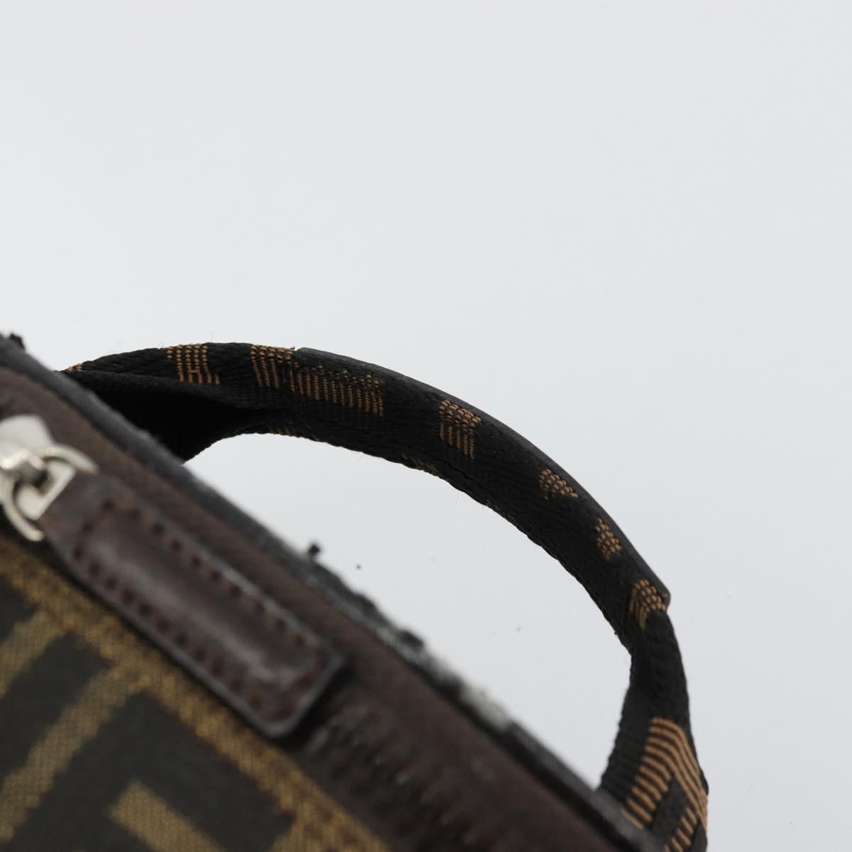 FENDI Zucca Canvas Vanity Hand Bag Black Brown Auth 172874