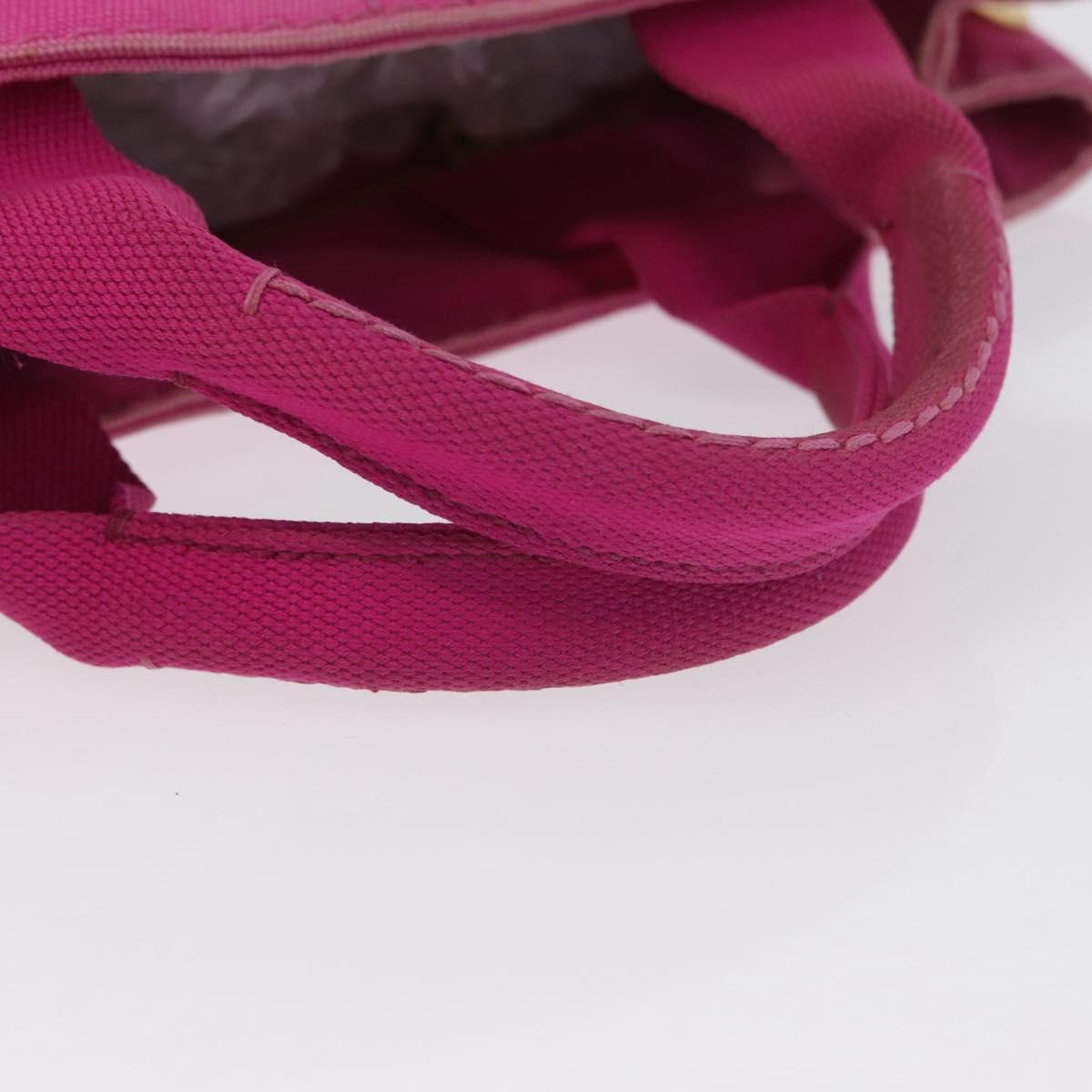 PRADA Canapa PM Hand Bag Canvas Pink Gold Auth 172879