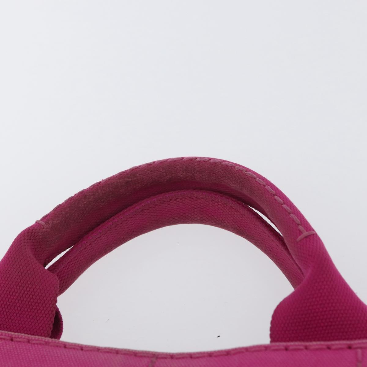 PRADA Canapa PM Hand Bag Canvas Pink Gold Auth 172879