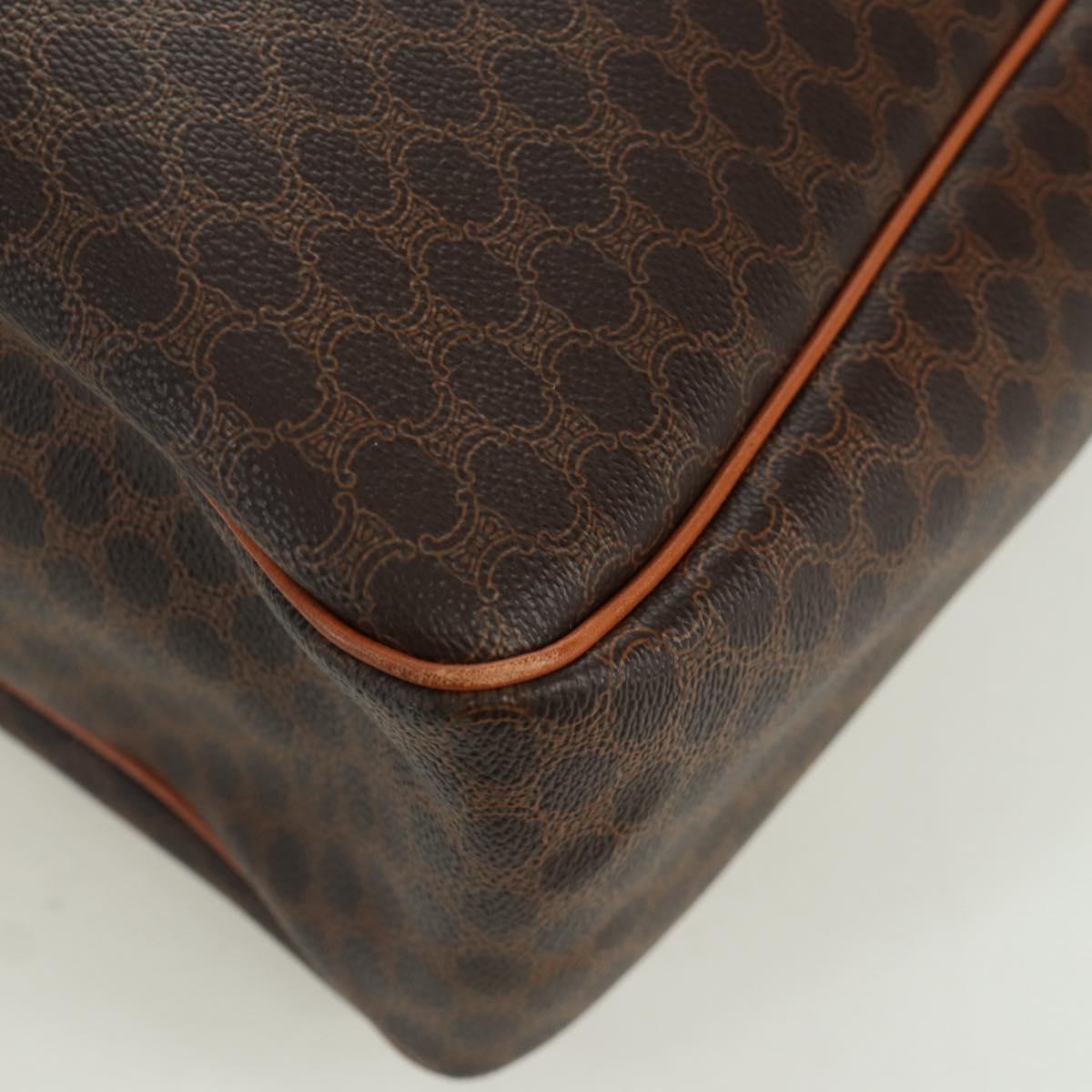 CELINE Macadam Canvas Tote Bag PVC Leather Brown Gold Auth 172882V