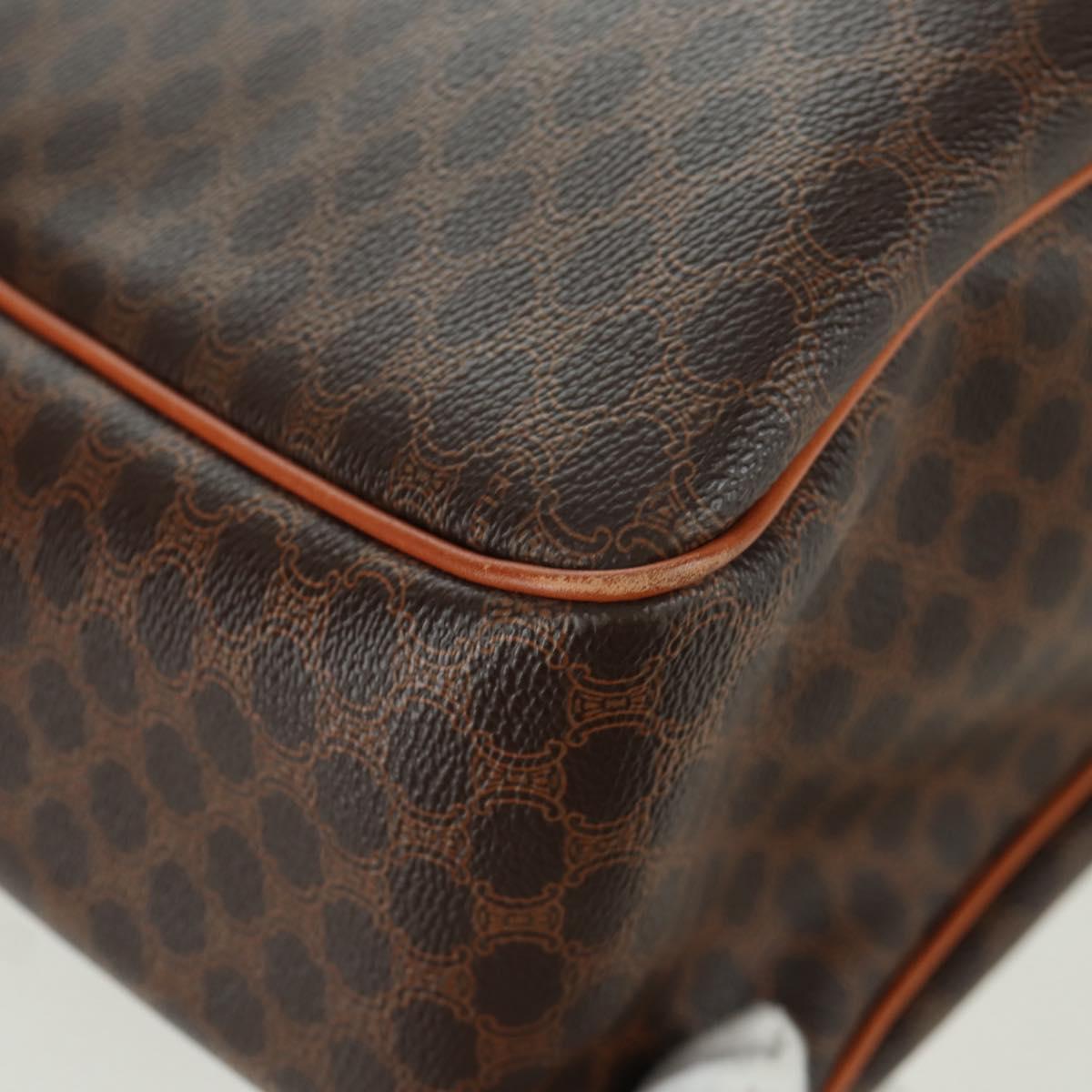 CELINE Macadam Canvas Tote Bag PVC Leather Brown Gold Auth 172882V