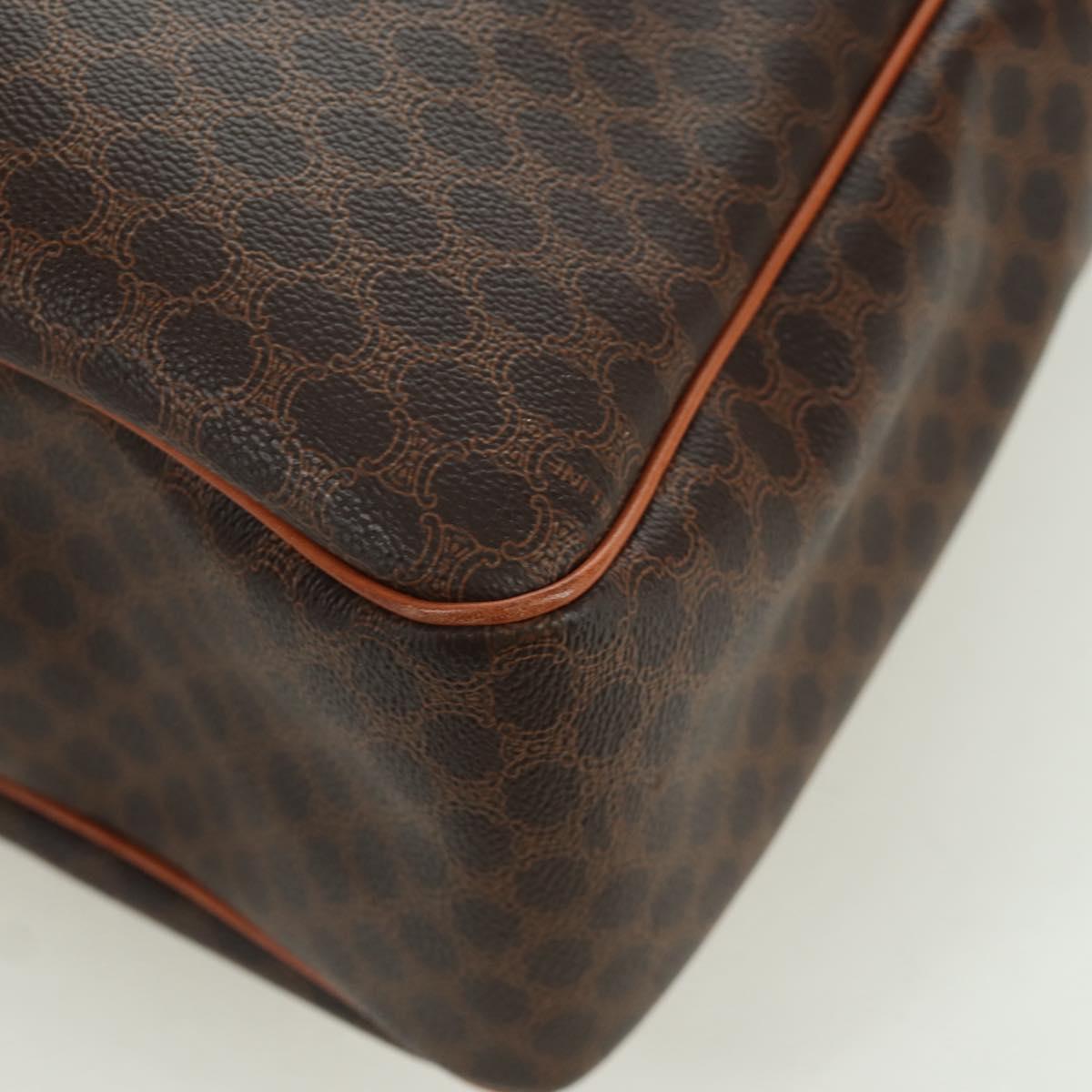 CELINE Macadam Canvas Tote Bag PVC Leather Brown Gold Auth 172882V