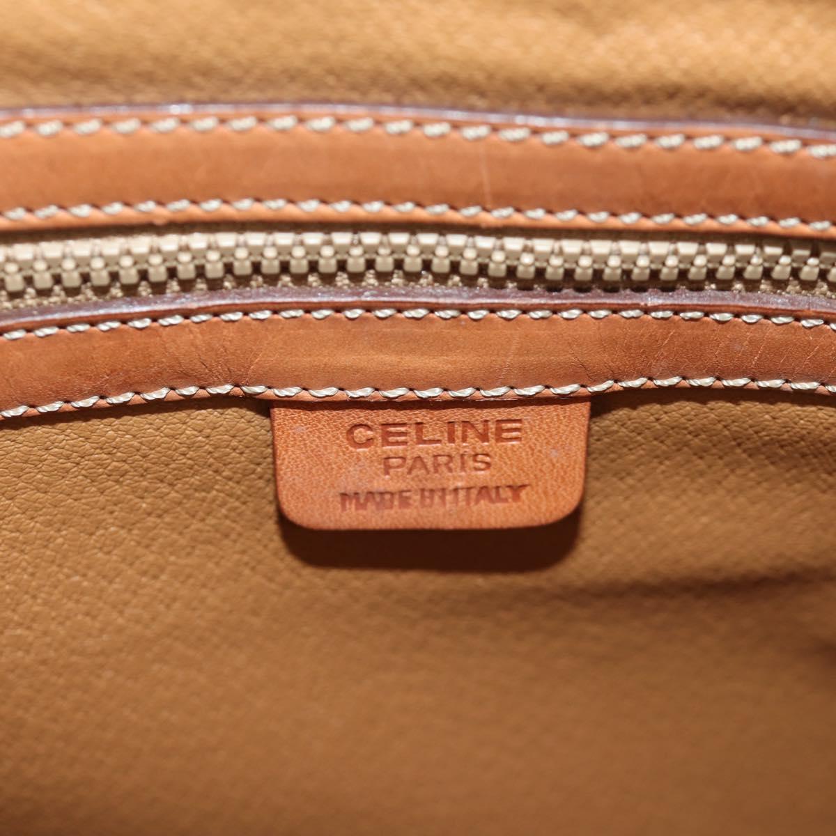 CELINE Macadam Canvas Tote Bag PVC Leather Brown Gold Auth 172882V
