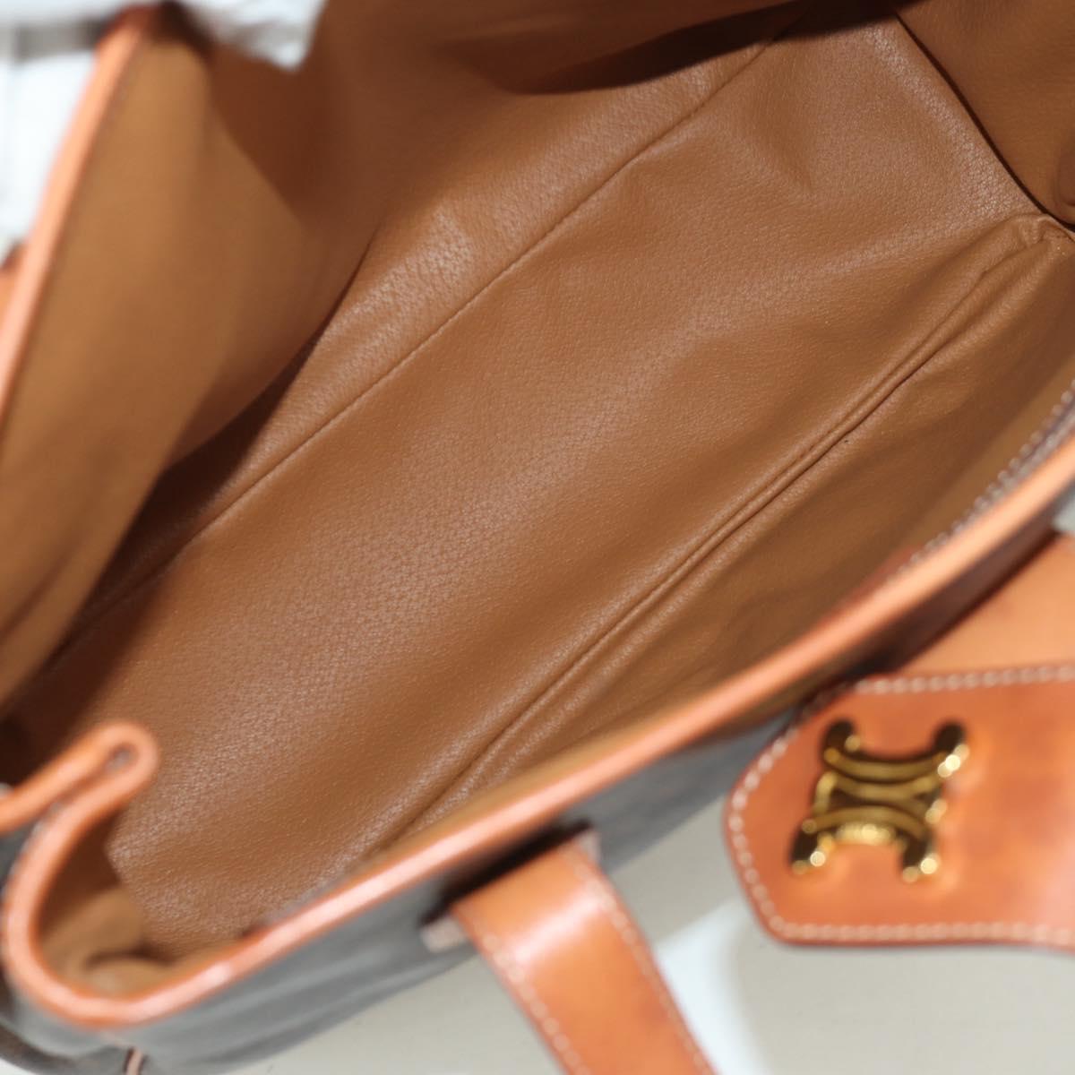 CELINE Macadam Canvas Tote Bag PVC Leather Brown Gold Auth 172882V