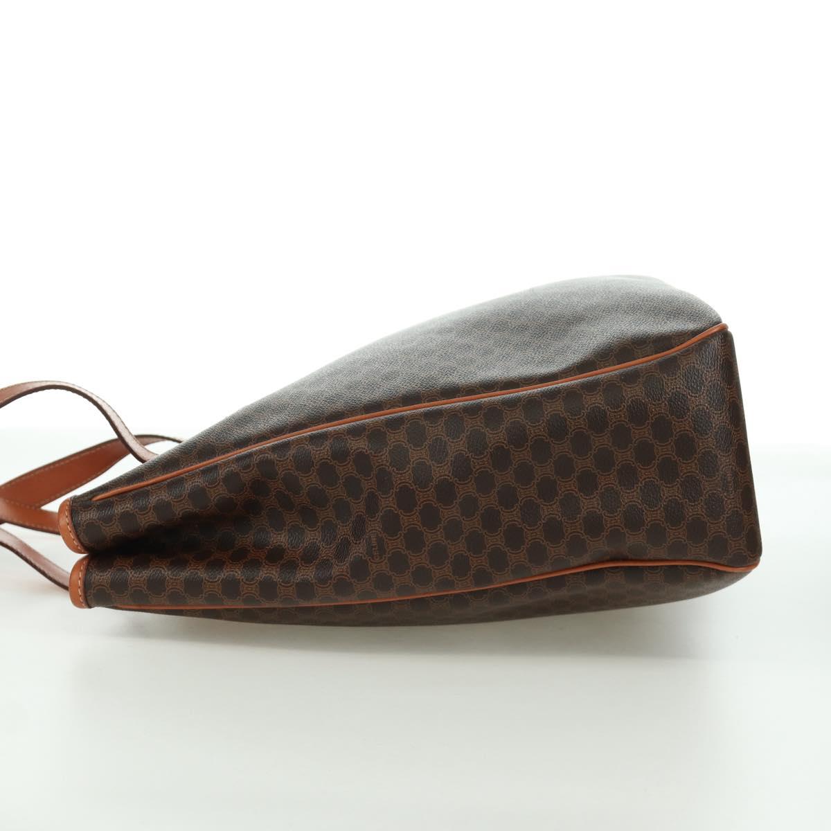 CELINE Macadam Canvas Tote Bag PVC Leather Brown Gold Auth 172882V
