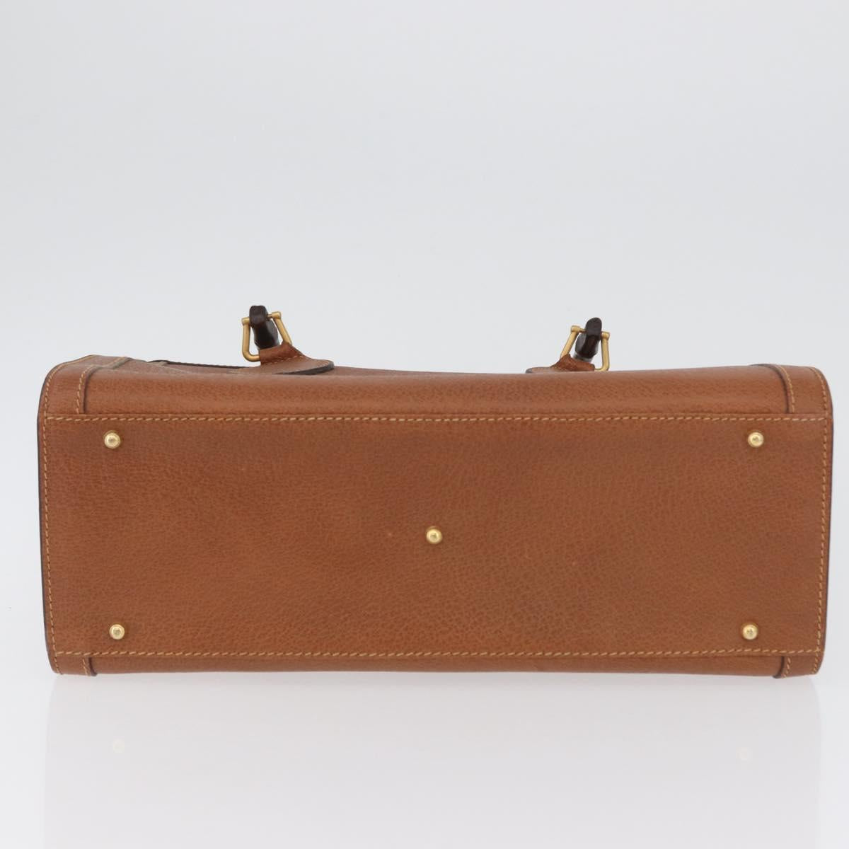 GUCCI Bamboo Hand Bag Leather Brown Gold 002 123 0260 Auth 172890